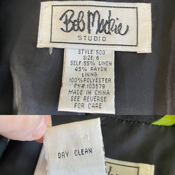 Bob Mackie Black Floral Open Front Linen Blend 3/4 Sleeve Blazer Women’s Size 6 - Picture 4 of 8